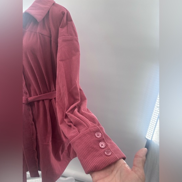 Eloquii Elements Corduroy Belted Shirtdress in Rose Mauve Size 20 - Picture 6 of 7